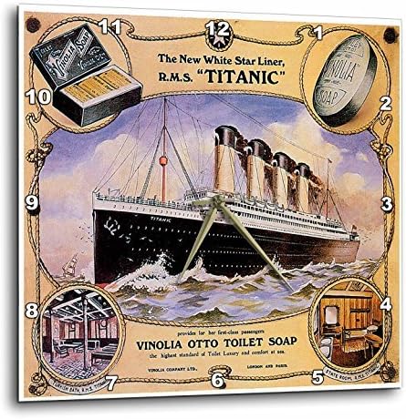 3dRose DPP_149245_1 Vintage White Star Line Titanic Vinolia Otto Toilet Soap Advertising Poster Wall Clock, 10 by 10-Inch