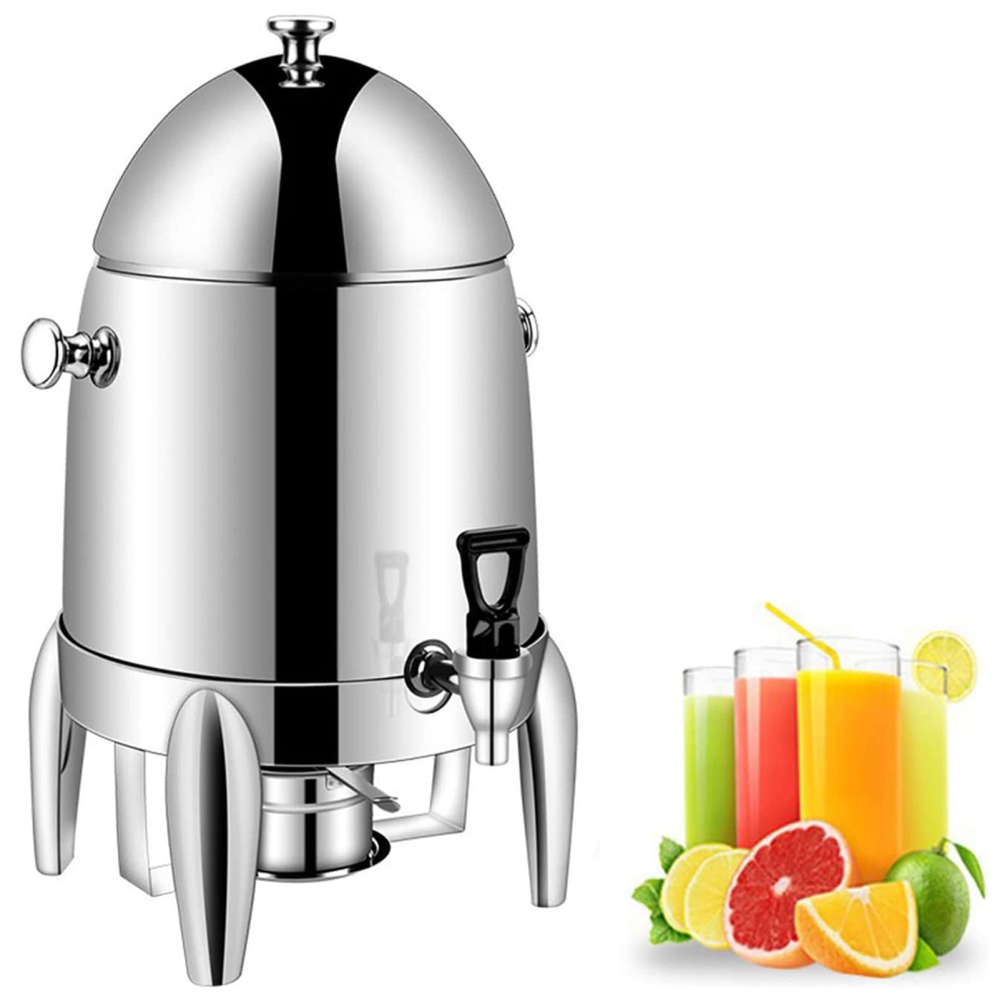 MYUYEE Commercial Coffee Chafer Urn 3 Gallon Stainless Steel - Ideal For Hotels, Buffets & Events - Hot Beverage Dispenser, With Spigot & Fuel Holder (All Steel)