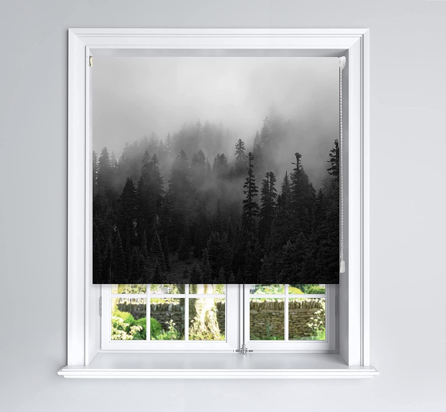 Lister Cartwright Misty Forest Design Blackout Roller Blinds Windows Child Safety Cut To Size Fitting Included Foggy Design Made To Measure, 150 X 140 Cm