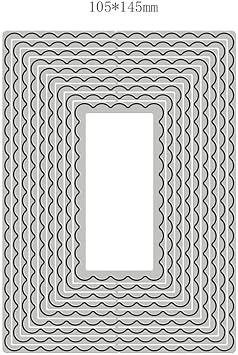 Nesting Scalloped Rectangles Metal Die Cuts,Spring Square Frame Cutting Dies Cut Stencils for DIY Invitation Card Scrapbooking Album Decorative Embossing Paper Dies Card Making