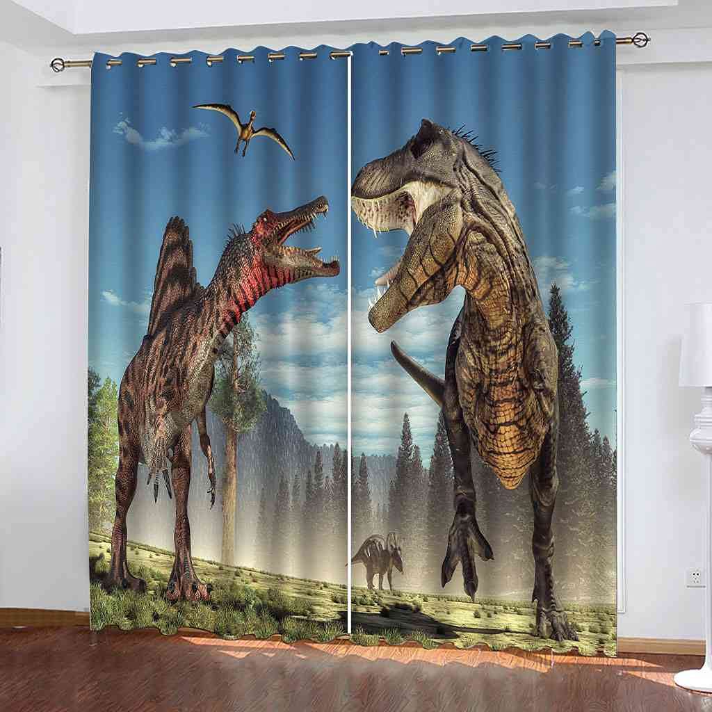 Rideau de fenêtre pour chambre d'enfant occultant dinosaure 3D déco forêt