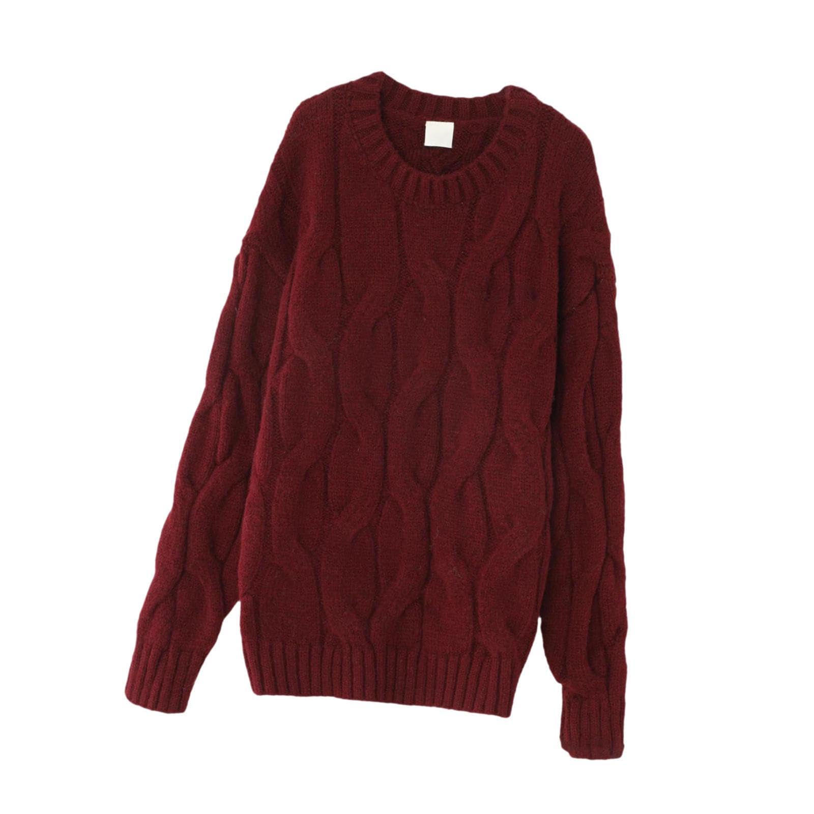 myaddiction Women Sweater Knitwear Party Crew Neck Loose Outfits Fashion Knitted Sweater Red-picture-50