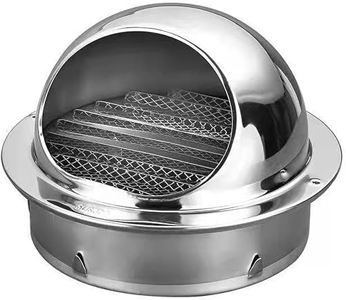 KDDEON 304 Stainless Steel Exterior Wall Hood Chimney Cowl Cap,Range Hood Exhaust Pipe Air Outlet,Exhaust Vent Chimney Rain Cap,Round Vent Hole