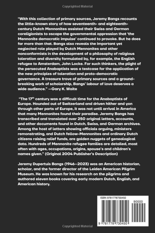 Letters on Toleration, Volume 2: Dutch Aid to Persecuted Swiss and Palatine Mennonites 1615-1699: Transcriptions of the Dutch, French, German, and ... and Mennonite Studies (New Series)) image 3