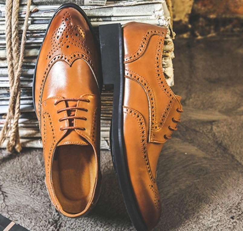 Men's Wingtip Oxfords Casual Shoes Dress Formal Leather Cap Toe Derby Shoes Lace Up Walking Fashion Low-top Leather Shoes for Wedding Prom Business2