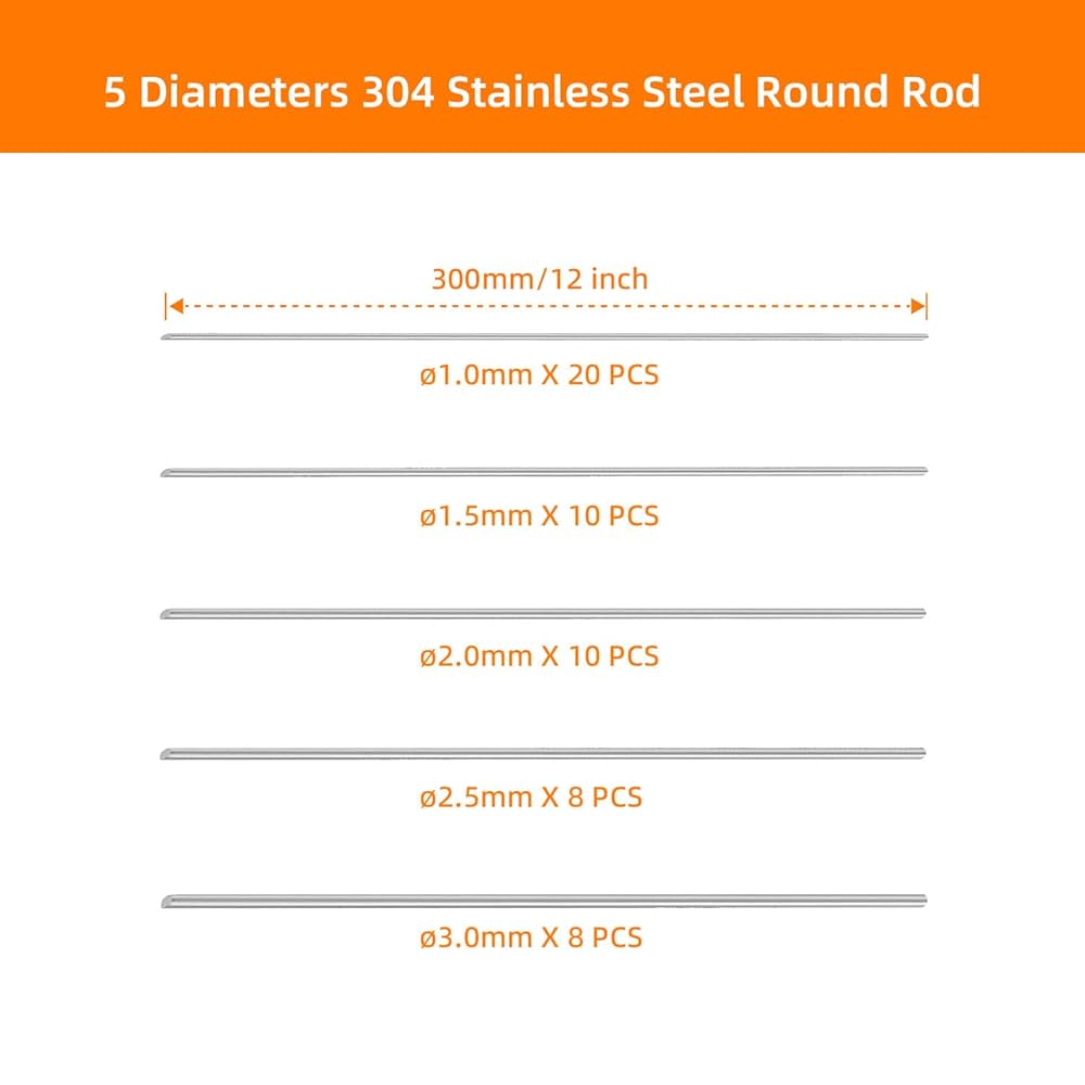 Uxcell 3mm X 150mm 304 Stainless Steel Solid Round Rod For DIY Craft