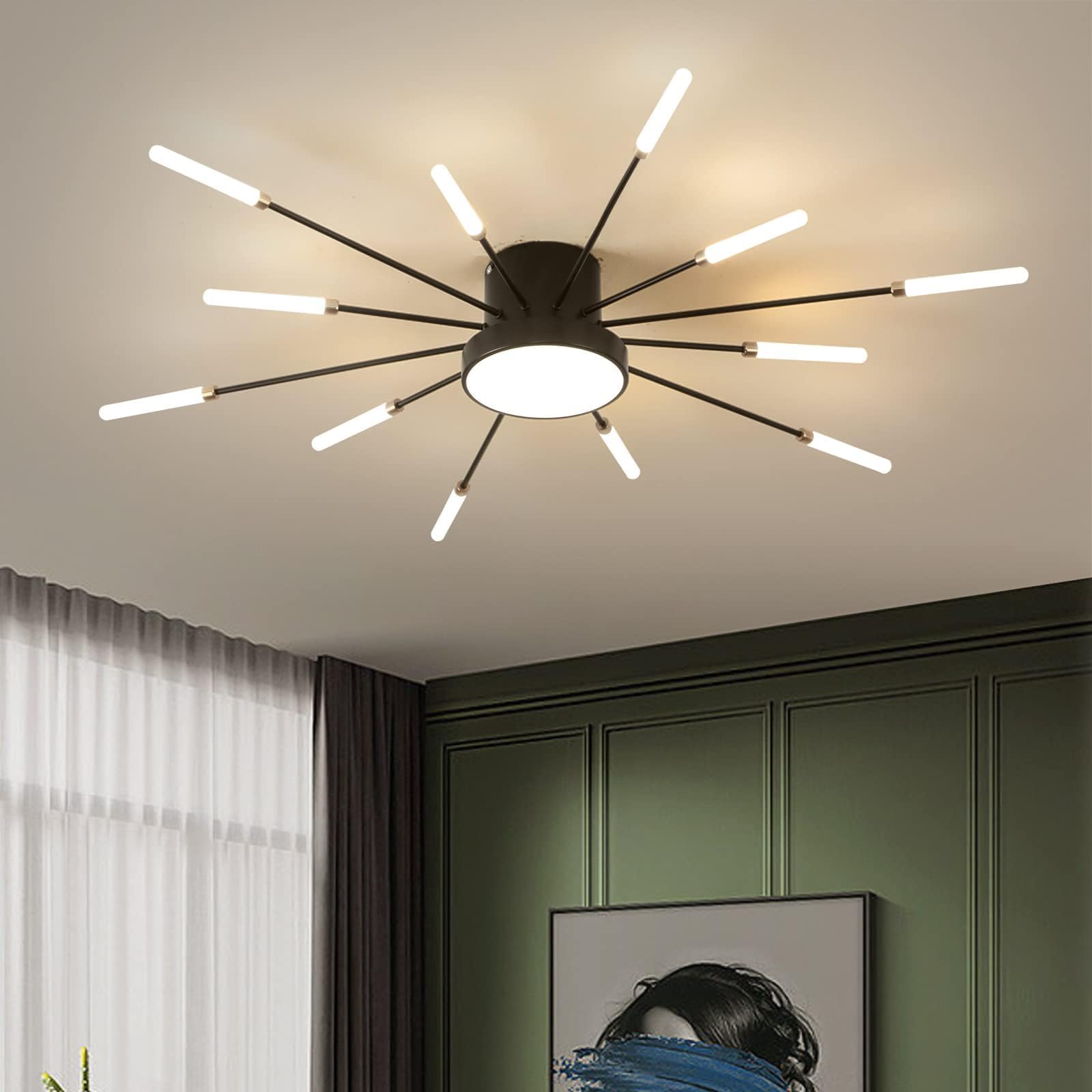 Plafoniera moderna a LED 12+1 teste Lampadari neri semi-incasso Illuminazione a soffitto per camera da letto Soggiorno Cucina Sala da pranzo Ristorante