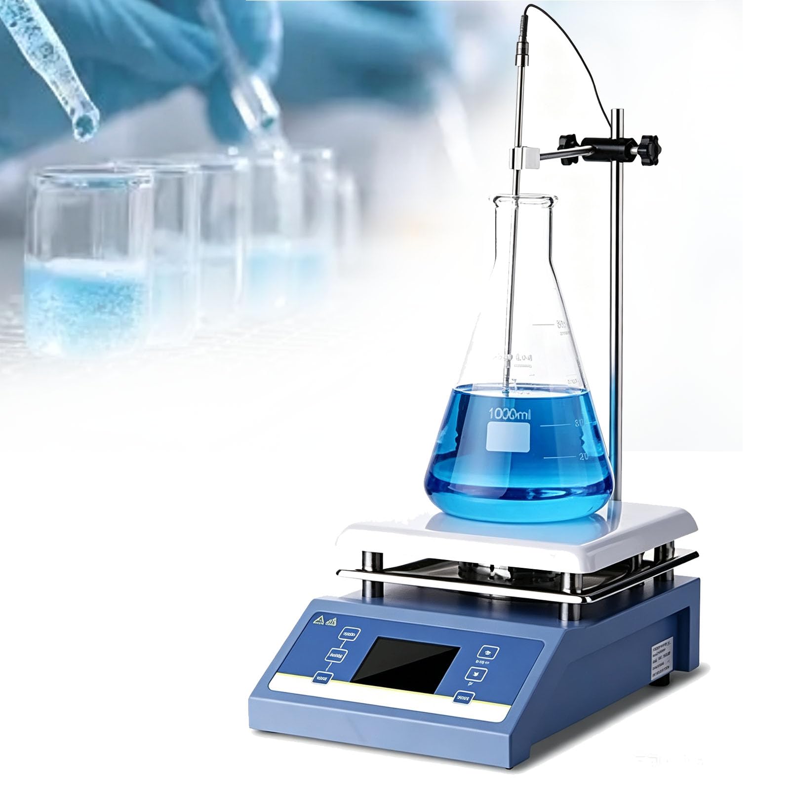 VILA SMO 600w Laboratory Mixer, 5l Heating Digital Display Magnetic Agitator, With Adjustable Temperature Probe, 200-2000rpm, Heating Plate 19x19 Cm, For Laboratories Factories And Schools