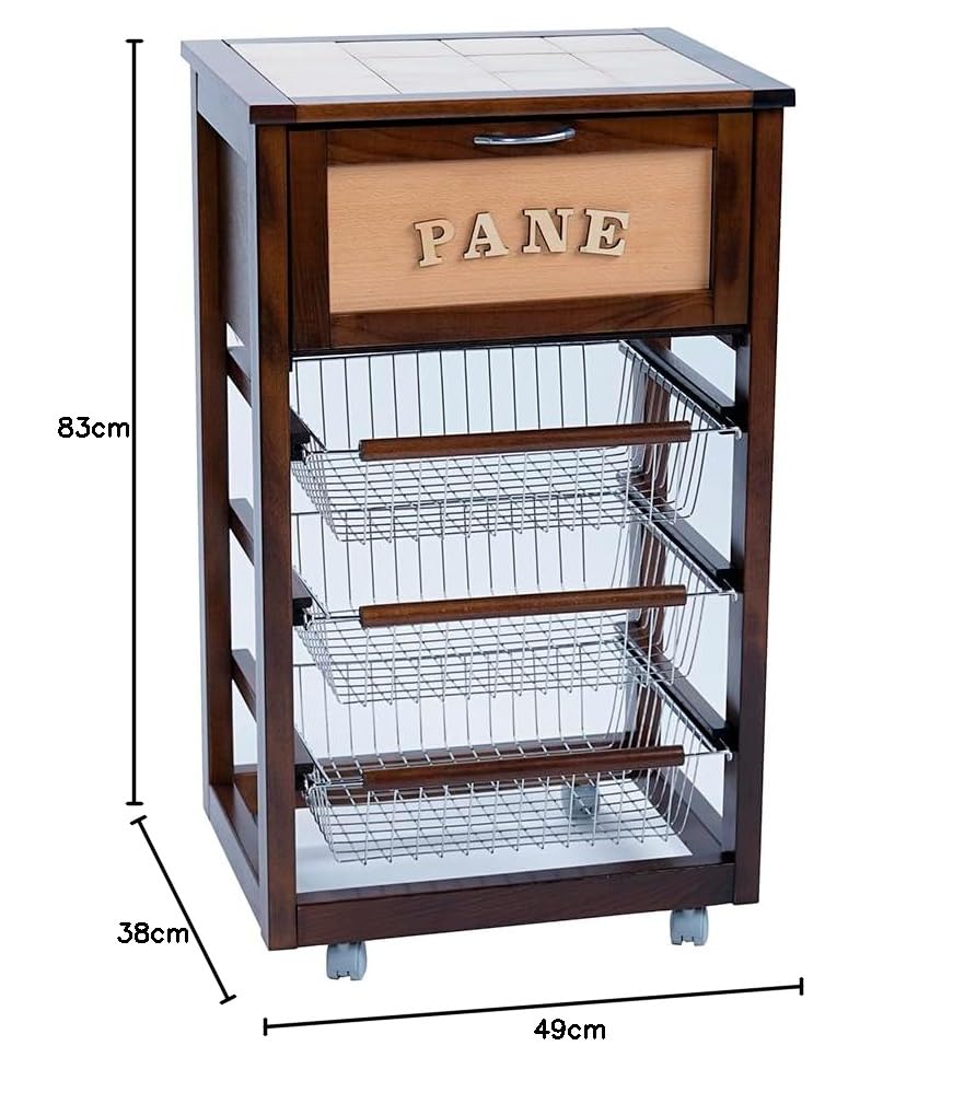 LIBEROSHOPPING.eu - LA TUA CASA IN UN CLICK Carrello da cucina con ruote LANDHELL LUSSO portapane e portafrutta (Noce)
