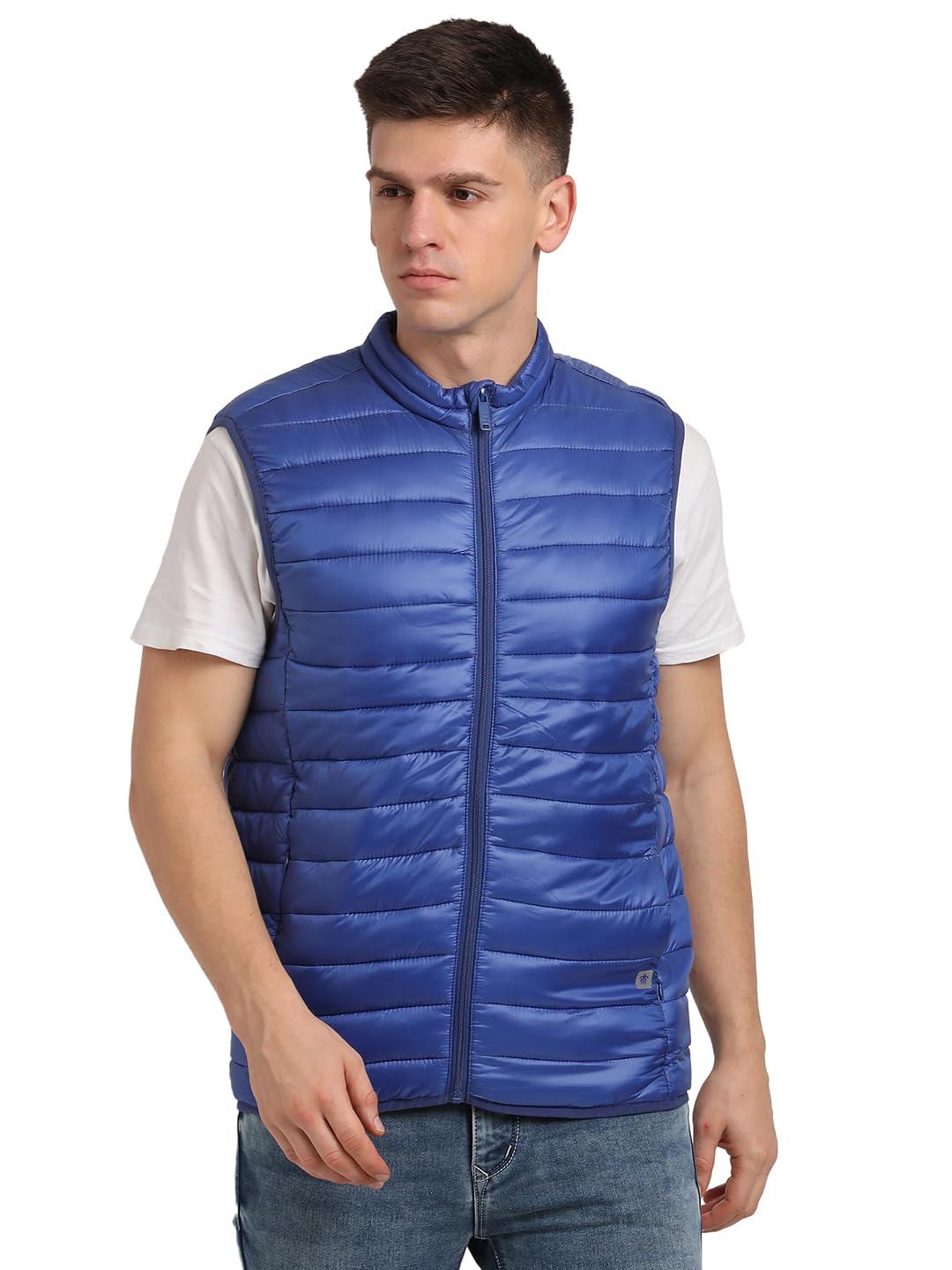 turtle Men’s Blue Regular Fit Solid Nylon Sleeveless Full Zipper Mock Collar Puffer Jacket | Lightweight Insulated Vest for Men | Casual Outdoor Winter Wear-picture-20