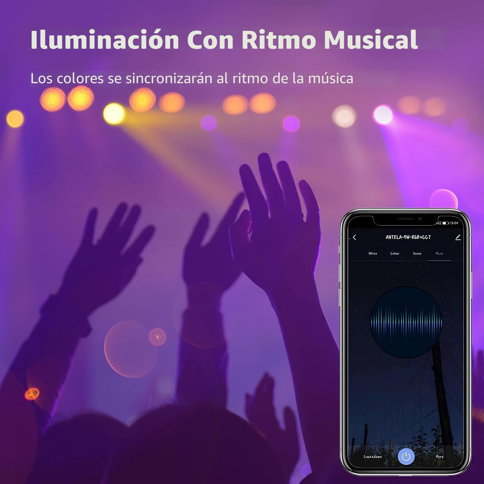 ANTELA Bombilla Inteligente LED E27 Wifi Compatible Con Google Home/Alexa, Bombilla RGB(2700K-6500K) Luces Colores Regulable, Control Remoto,Control De Voz, Ahorro Energético, Paquete 2
