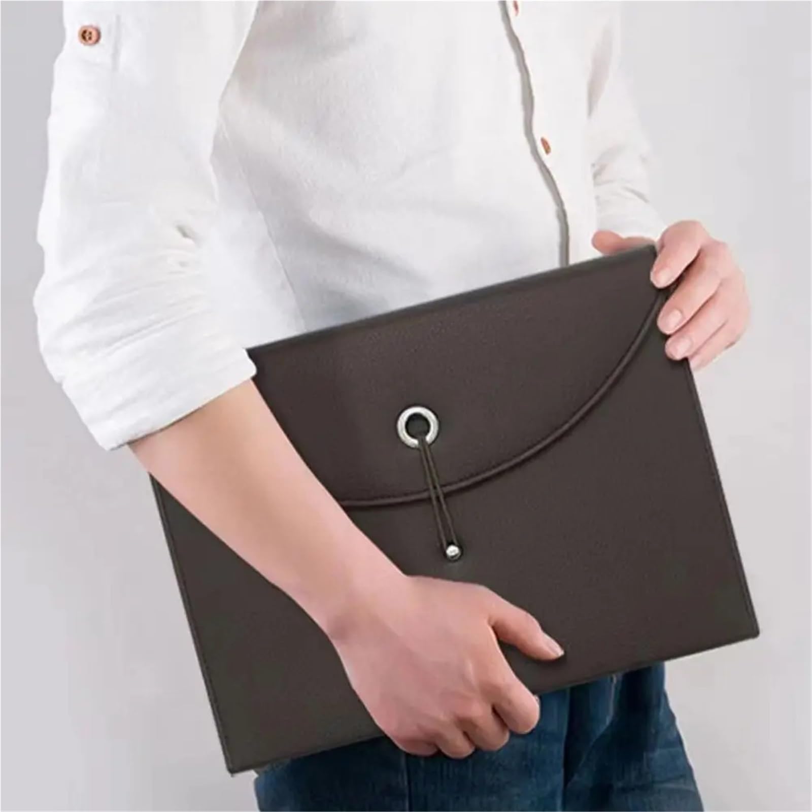 Borsa for documenti in pelle PU impermeabile con etichette 13 tasche Portadocumenti espandibile Design chiusura elastica Per Archiviazione Documenti(Brown)