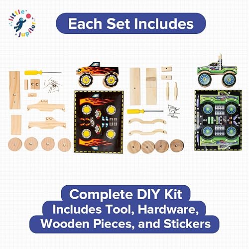 Vista 19 de Little Jupiter Kits de madera para bricolaje con calcomanías, kit de construcción, juguetes de construcción de troncos, manualidades de madera, kit