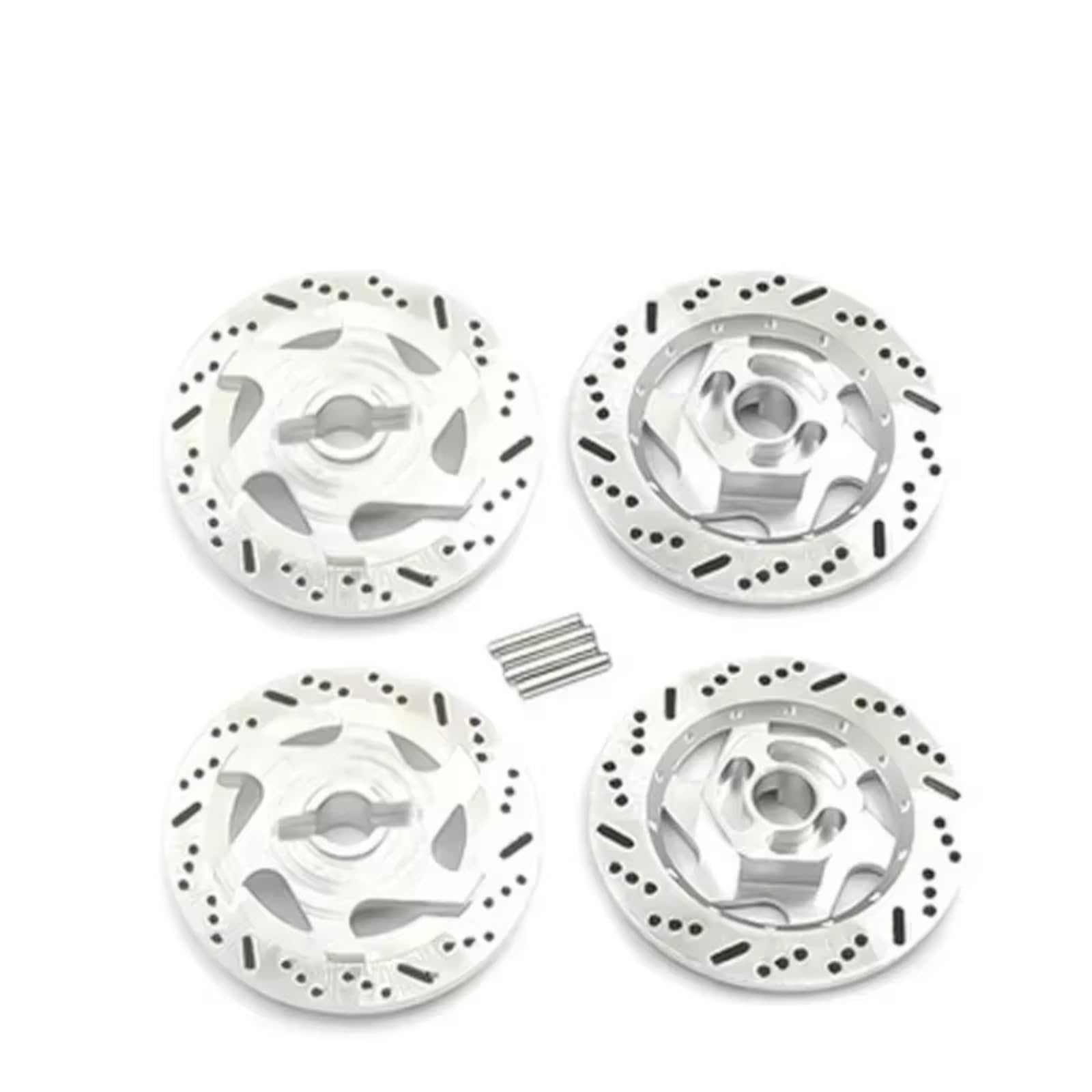 Części zamienne do Sakura D4 do wyścigów 1/10 4 szt. metalowe pudełko na felgi z tarczą hamulcową, metalowy adapter sześciokątny do samochodu drogowego części samochodowe RC (srebrny)