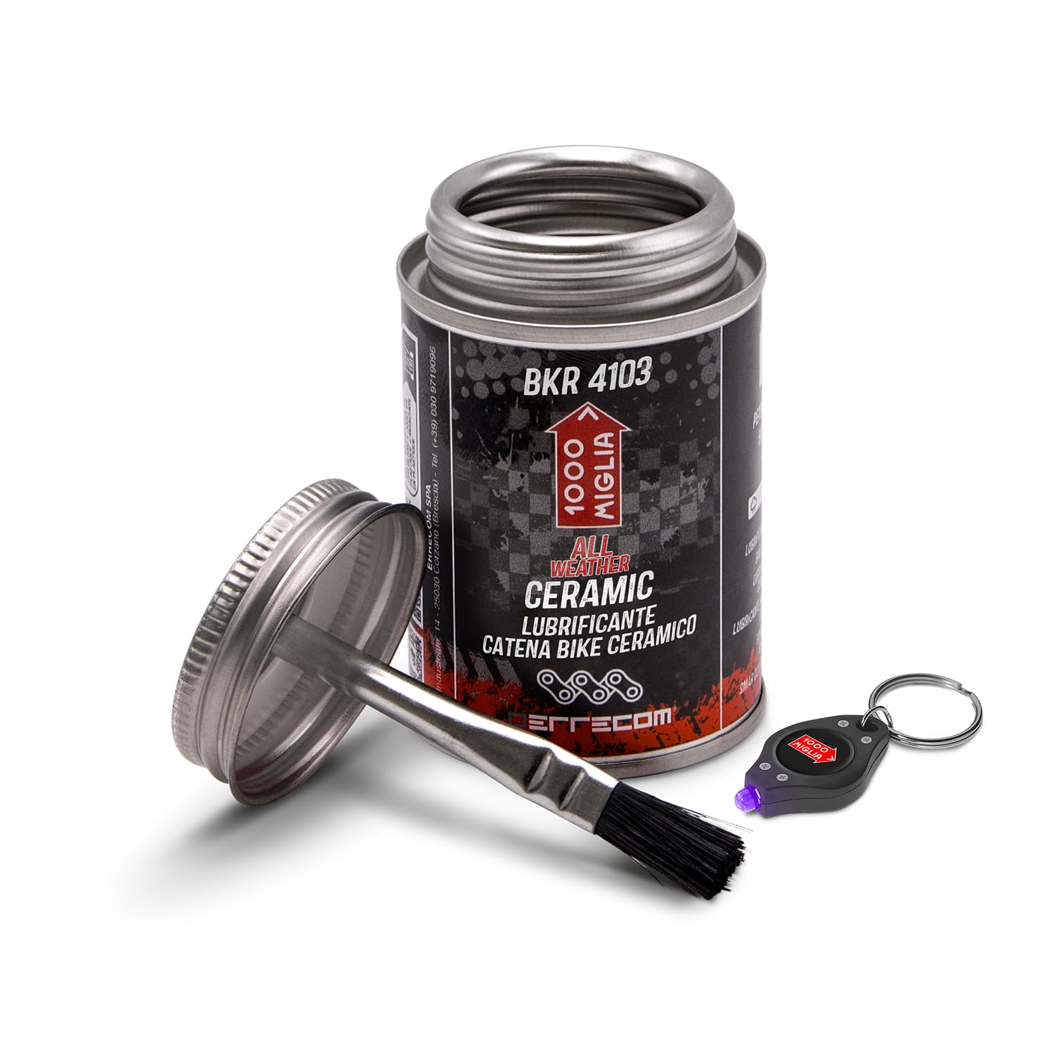 Errecom 1000 Miglia BKR 4103 CERAMIC ALL WEATHER Lube Bike Chain for all Weather Conditions - 120 ml, fluorescent and scented formula, All-In-One Can, Brush included