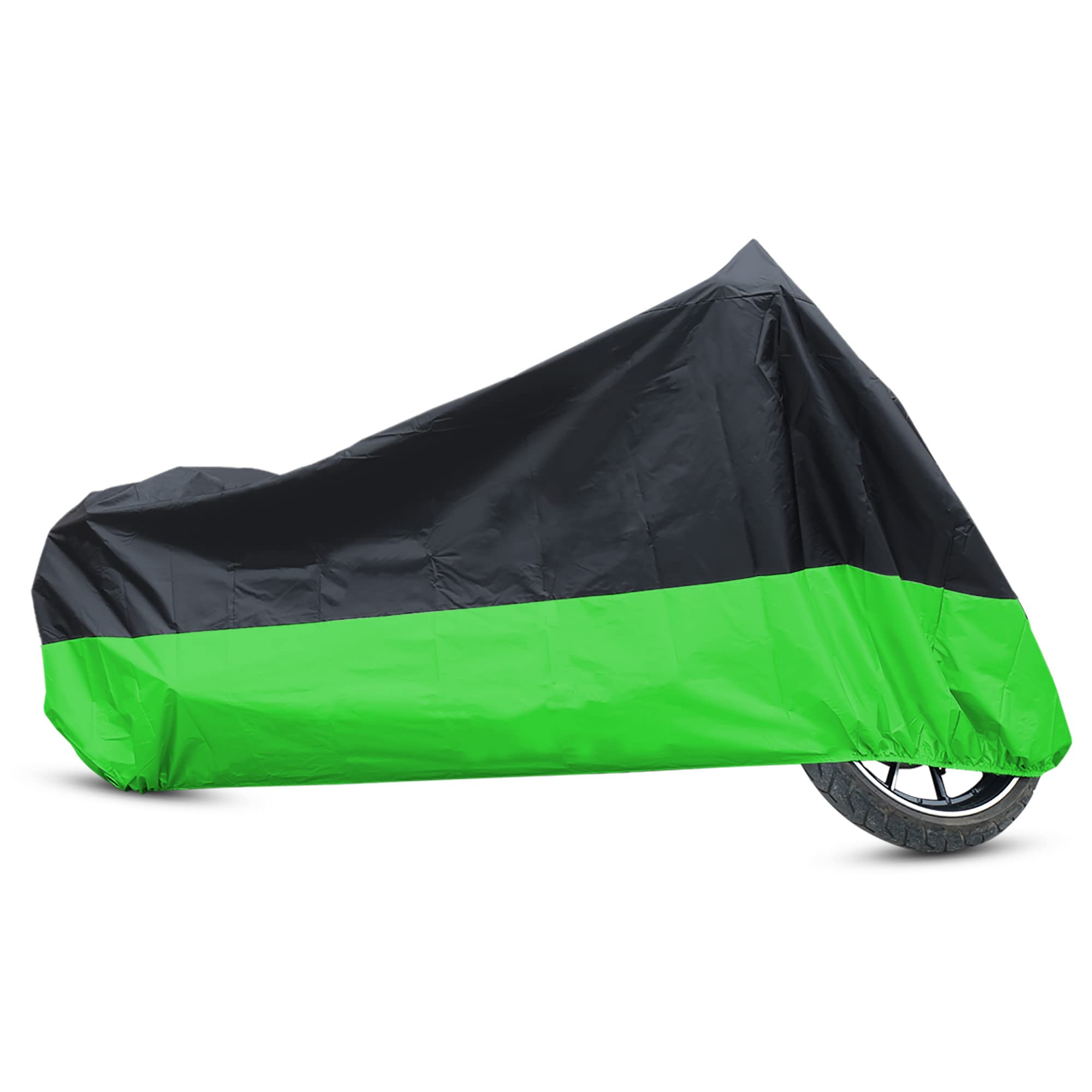Uxcell Xxxl 190T Rain Dust Protector Black+Green Scooter Motorcycle Cover 116Inch For Kawasaki-image
