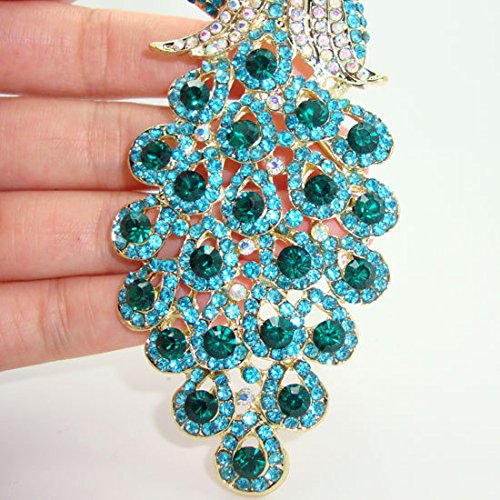 Image of TTjewelry Vintage Peacock Bird Rhinestone Crystal Brooch Pin Art-Deco Style Bird Pendant