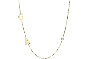 Exquisite 14k Sideways Initial Necklace Enhanced with Dazzling Solitaire Diamond: A Timeless...