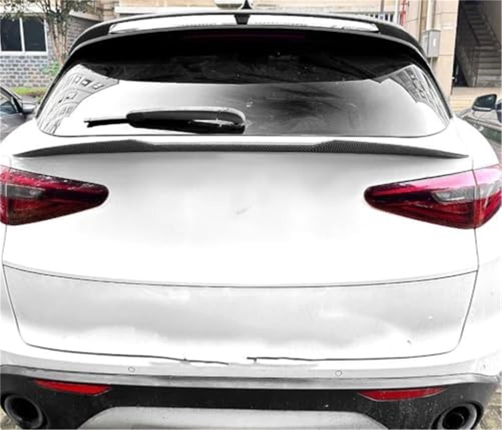 Skrzydło tylnego spoilera bagażnika Skrzydło tylnego spojlera Skrzydła dachowe bagażnika samochodowego, dla Alfa, dla Romeo Stelvio 2017(BLACK Carbon Look)