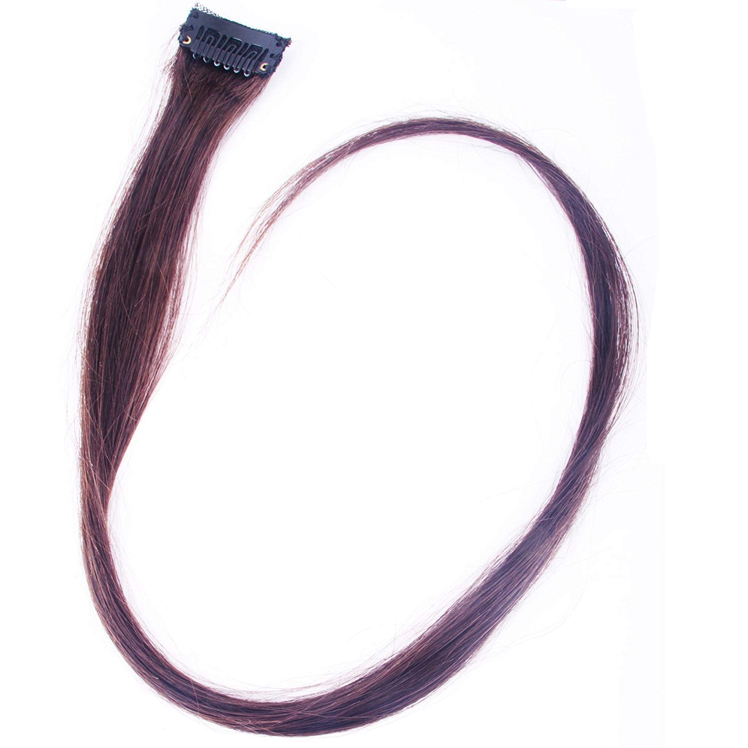 Boxo Single Real Human Colored Highlighter Streak/Extension for Women and Girls, Dark Brown Pack Of 1