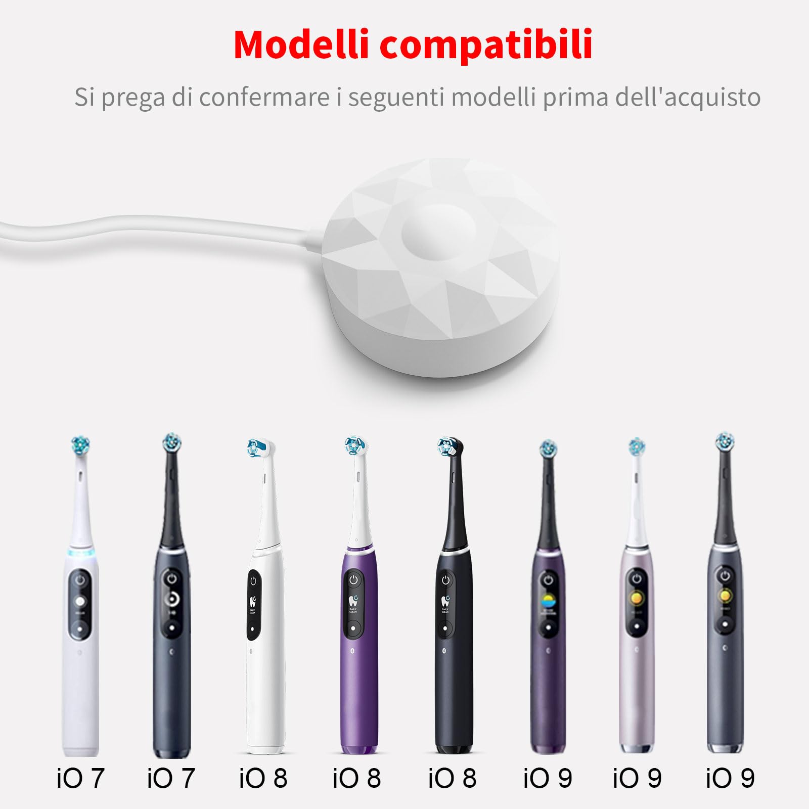 Caricatore Modello 3768 Spazzolino Elettrico Caricabatteria per Braun Oral-B iO Serie 7 8 9 Base di Ricarica Magnetica Caricabatterie Alimentatore