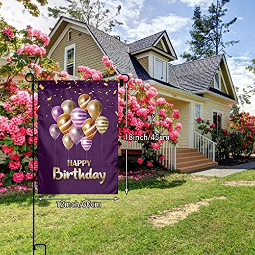 Happy Birthday Outdoor Garden Welcome Flag, Balloons Double Sided Vertical Garden Yard Flag Banner For Lawn House Outside Decor 12X18Inch #TOP3