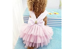 Comfy Dog Dress for Extra Large Breeds: Stylish Striped Mesh Pet Outfit in Pink
