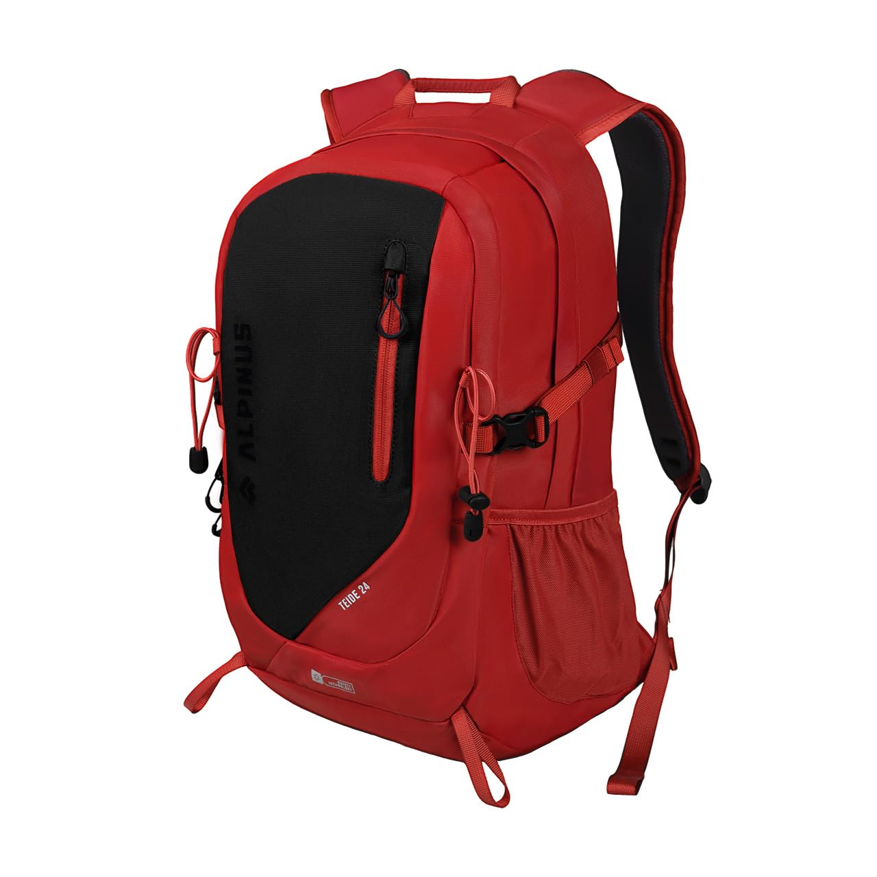 Alpinus Teide Wanderrucksack 24L Rot - Schwarz - Leichter Trekkingrucksack für Herren & Damen mit Belüftungssystem AVS, Kompakter Outdoor Daypack für Wandern, Tagestouren & Reisen, Regenschutz
