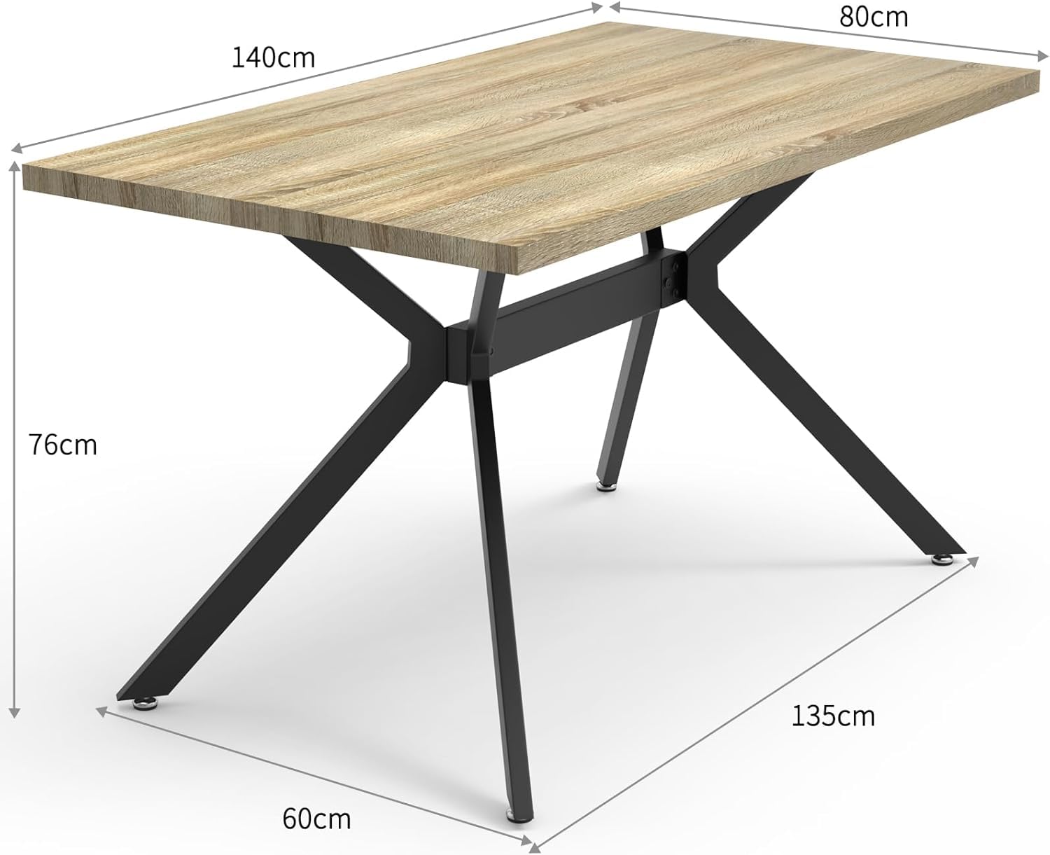 WAFTING Esstisch mit 4 stühlen,esstisch Holz 140x80x76 mit Heller Platte,Esszimmerstuhl Drehbar 360°mit Armlehne,tischset Für Küche, Wohnzimmer & Esszimmer,Moderner Polsterstuhl Beige