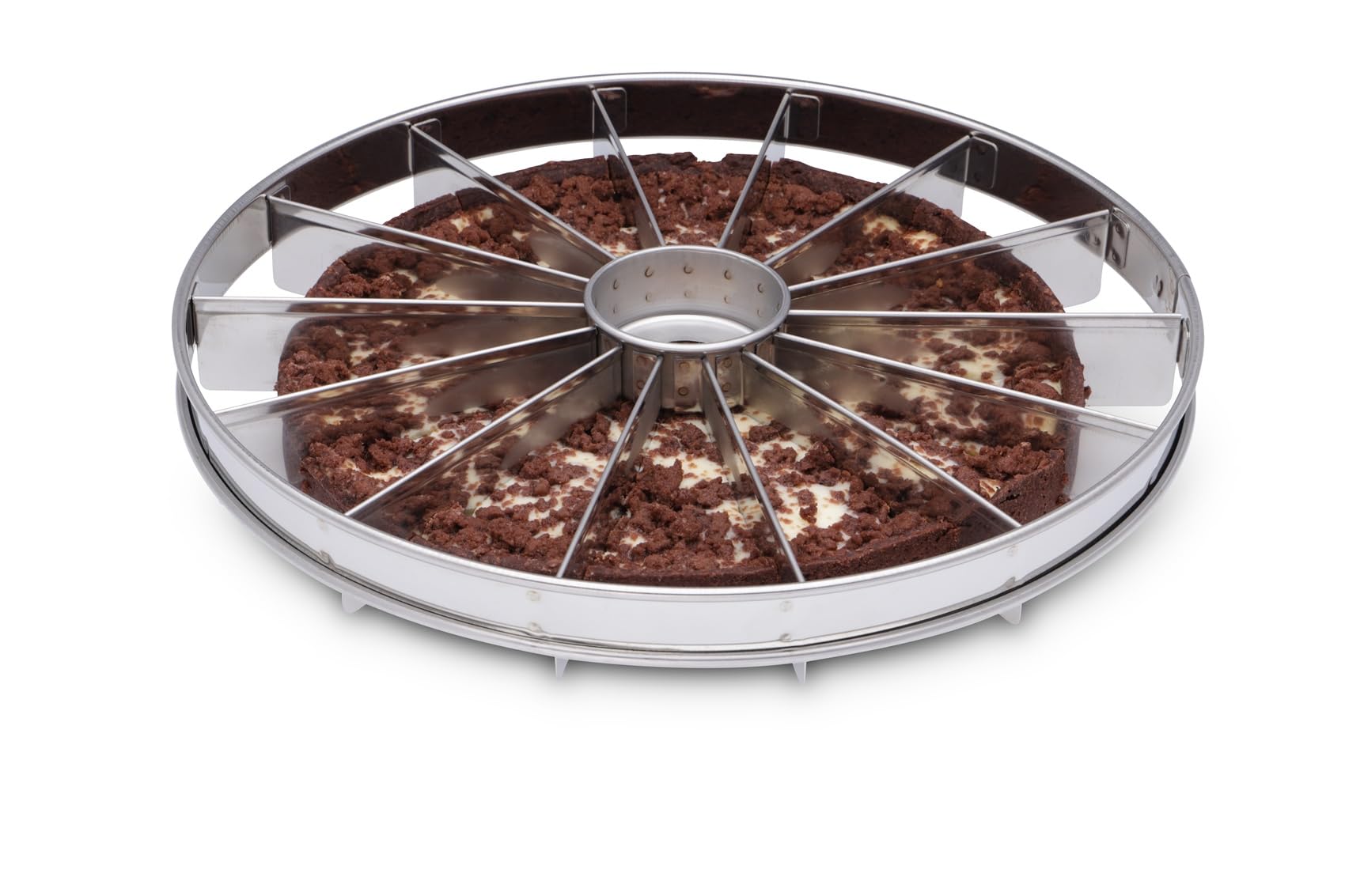 Trancheuse à tarte professionnelle et séparateur de gâteau | Coupe-portion en acier inoxydable Presse uniformément 14 portions