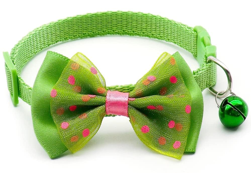 DRK Shopmart Cat Collars Color Full With Bell & Bow, Kitten & Small Dogs Soft Adjustable Collar Safe, Solid & Protection For Cats & Puppies, Cute Kitty Neckband With Bow Design (Green)-10 Cm X 8 Cm (B0CQ55669Y) Amazon Price History, Amazon Price Tracker