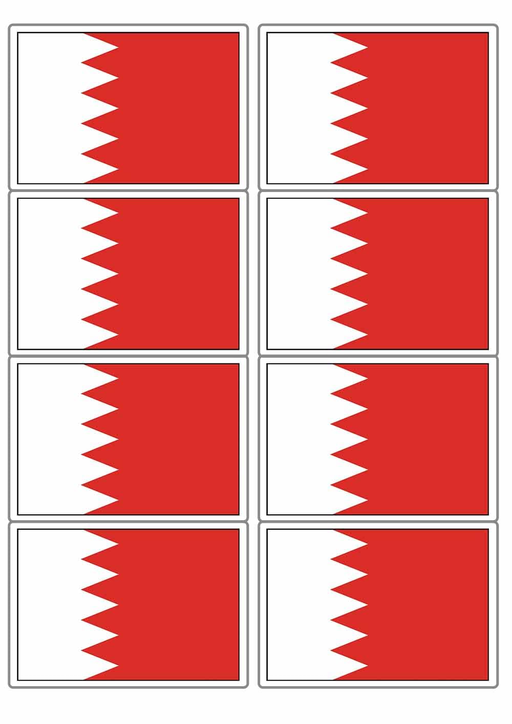 Ozorath Multicolor Bahrain National Flag Rectangular Matt Paper Stickers A4 Sheet Of 8 (Each Sticker Is 99Mm X 68Mm) (Rectangular)