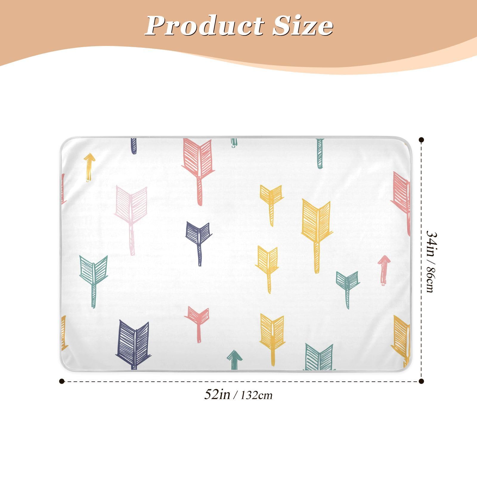 BOESI Doodle Colorful Arrow Pattern Waterproof Pads for Bedwetting and Incontinence, Reusable Pads, Reusable Diaper Pads for Bed, Sofa, Travel