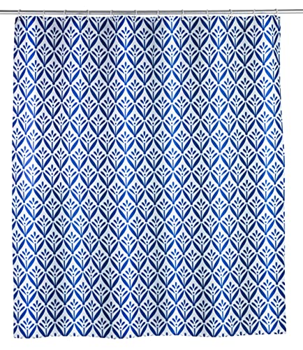WENKO Rideau de douche Lorca - Lavable, avec 12 anneaux pour rideau de douche, Polyester, 180 x 200 cm, Multicolore