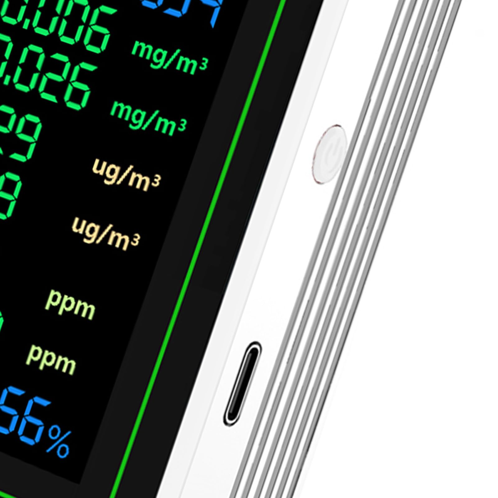 Jeffergarden Rilevatore di CO2 per Monitoraggio della qualità dell'aria con Rilevamento HCHO TVOC PM2.5 PM10 e Schermo TFT per Ufficio Domestico e Viaggi in Auto (WHITE)