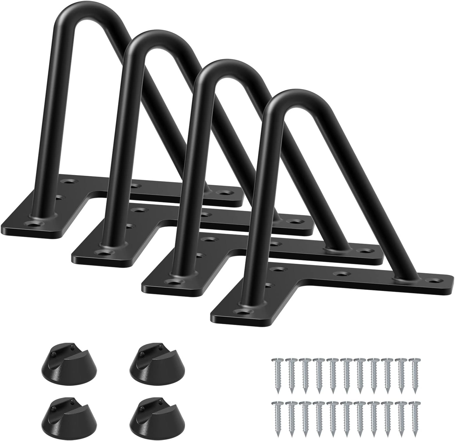 Signstek 4 inch Metal Hairpin Table Legs, Replacement Furniture Pin Legs Set of 4 for DIY Coffee Tables, Modern Desks, Night Stands, etc with Heavy Duty Iron and Mid-Century Industrial Design, Black