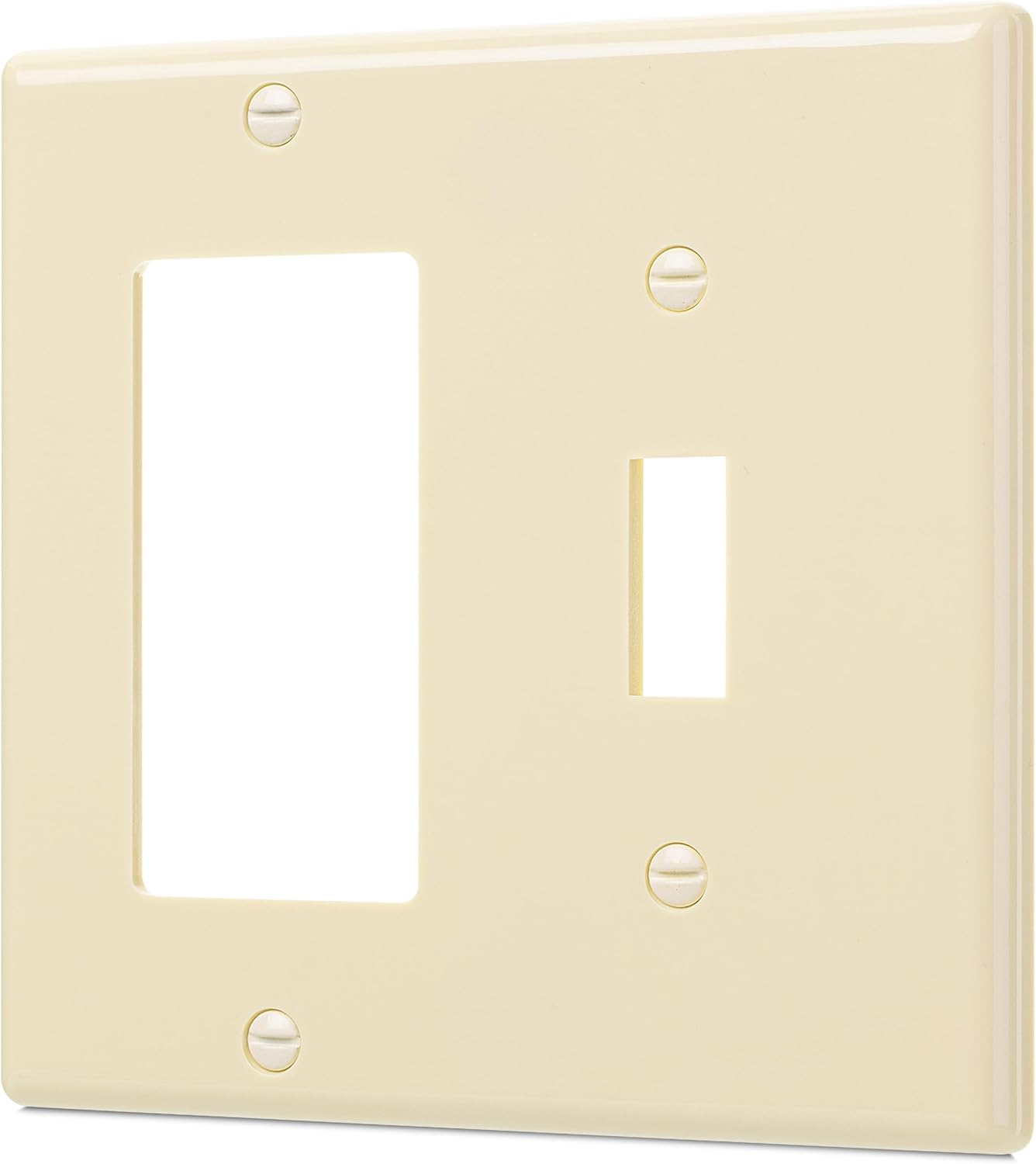 Bates- Combination Wall Plate, Toggle Switch/Decorator, White, 4.5"x4.5"/Standard Size, 2 Gang Wall Plate