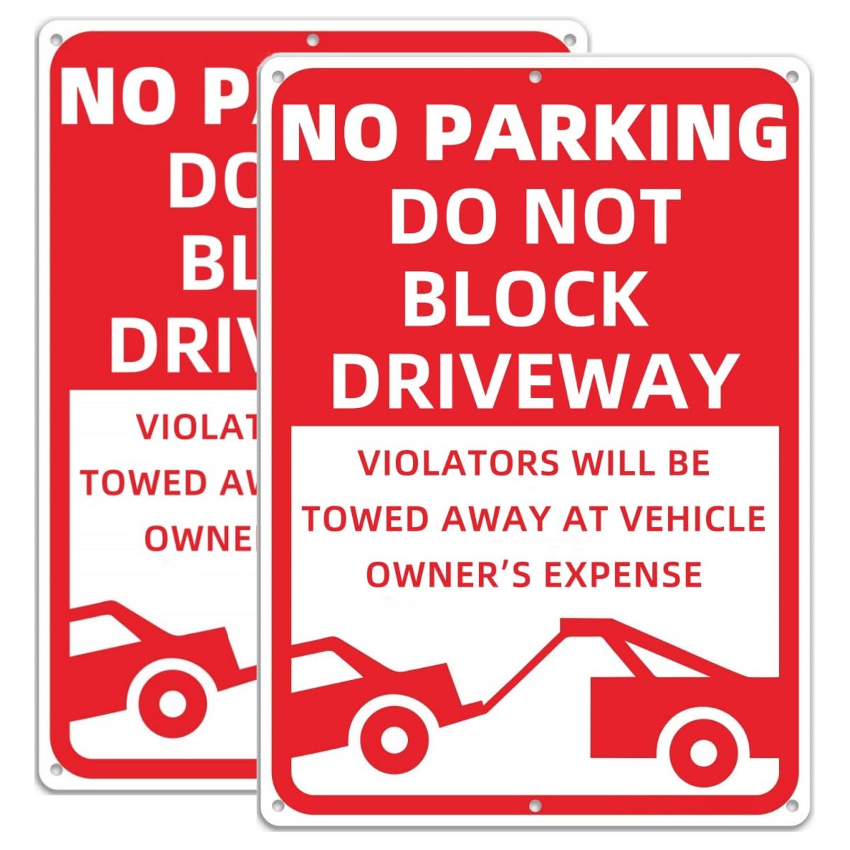 2 pack Metal No Parking Sign, 10" x 14" Do Not Block Driveway - Unauthorized Vehicles Towed at Vehicle Owner's Expense Sign, 40 mil Rust Free Aluminum, Reflective, Weatherproof