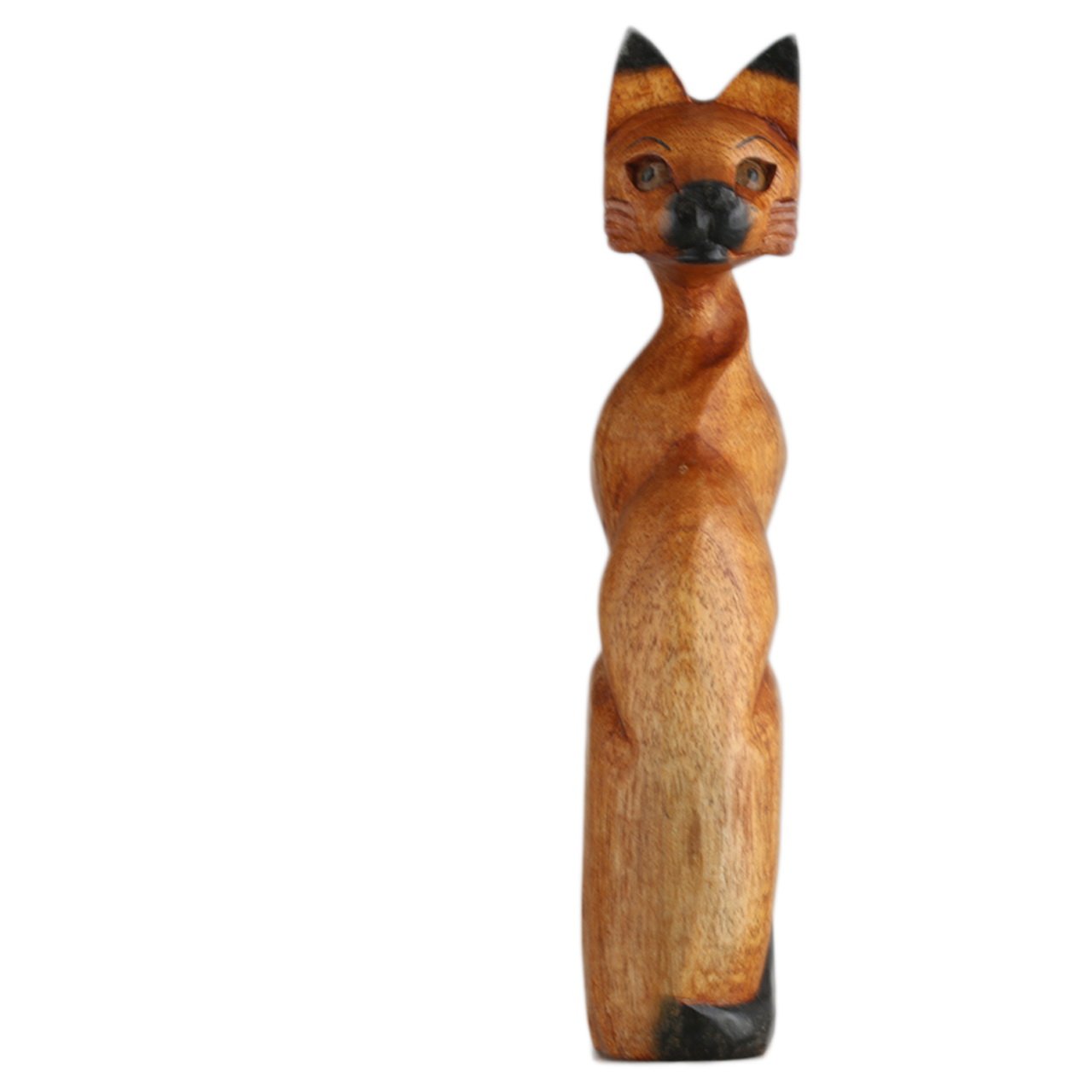 ART-CRAFT Holz-Katze Natur-handbemalte Schnitzerei 25cm