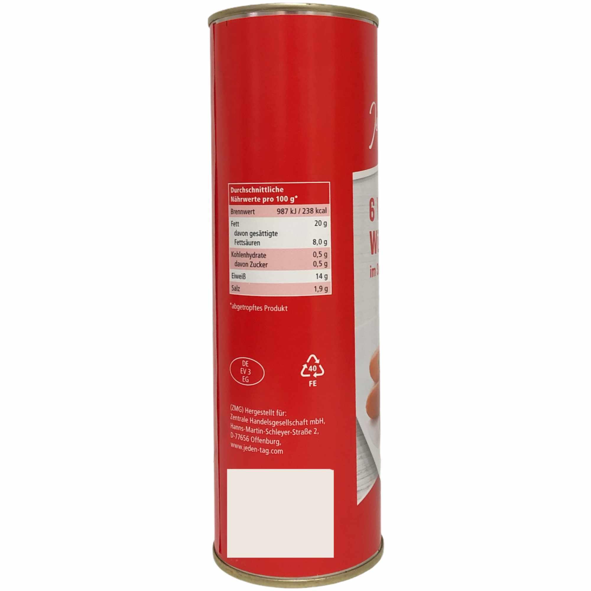 Jeden Tag Wiener Würstchen im Saitling geräuchert 6er Pack (36x50g) + usy Block