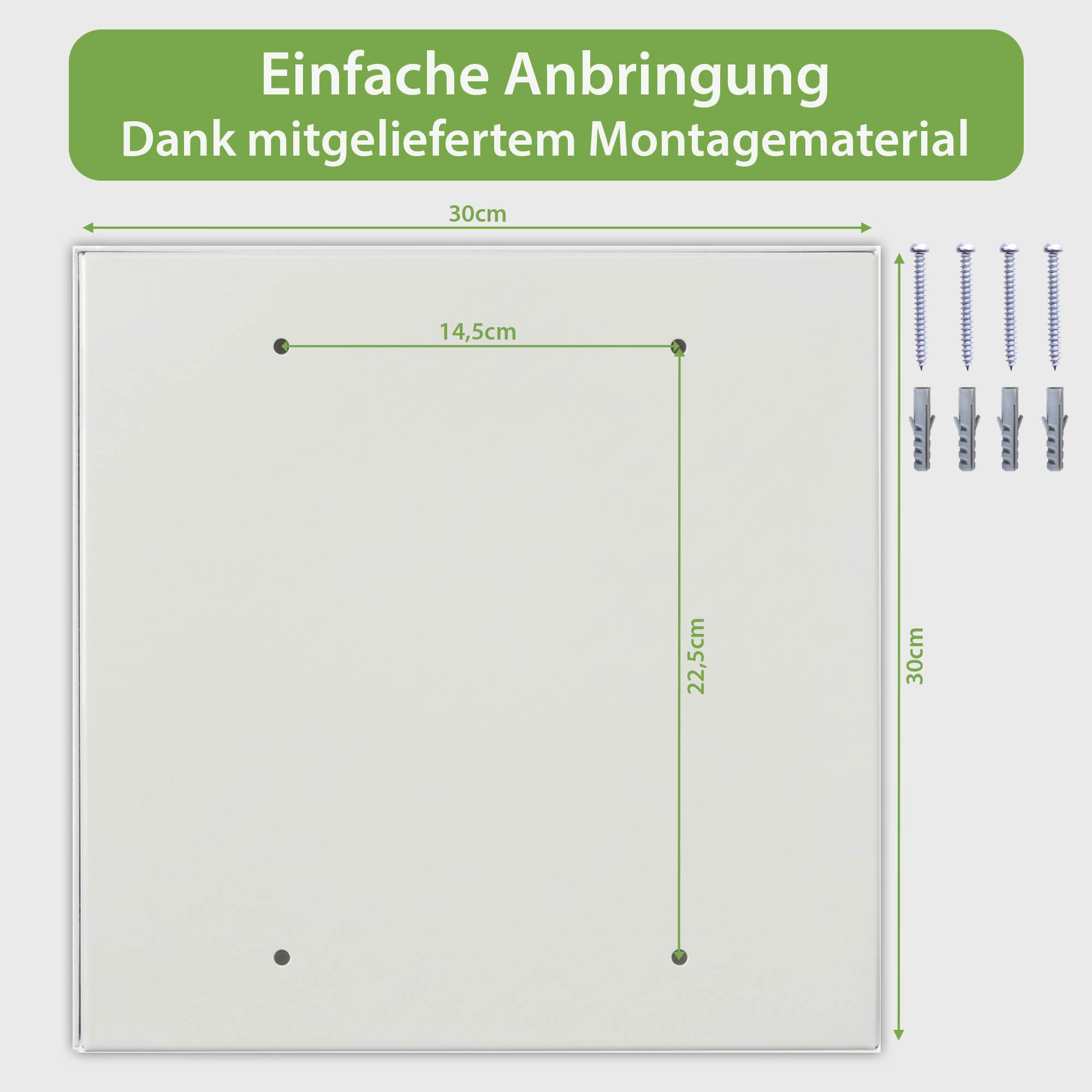 banjado Großer Schlüsselkasten Metall - Schlüsselbox 30x30cm beschreibbarer mit 32 Haken - Schlüsselkasten modern für Schlüsselaufbewahrung - Korpus Weiß Scharnier Rechts - Motiv Wunschmotiv