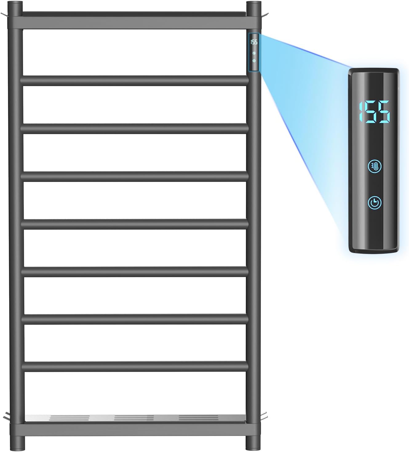 Electric Towel Warmer Rack Wall Mounted with 2 Removable Laminates, 7 Bars Heated Towel Rack Built-in Timer Temperature Control Big