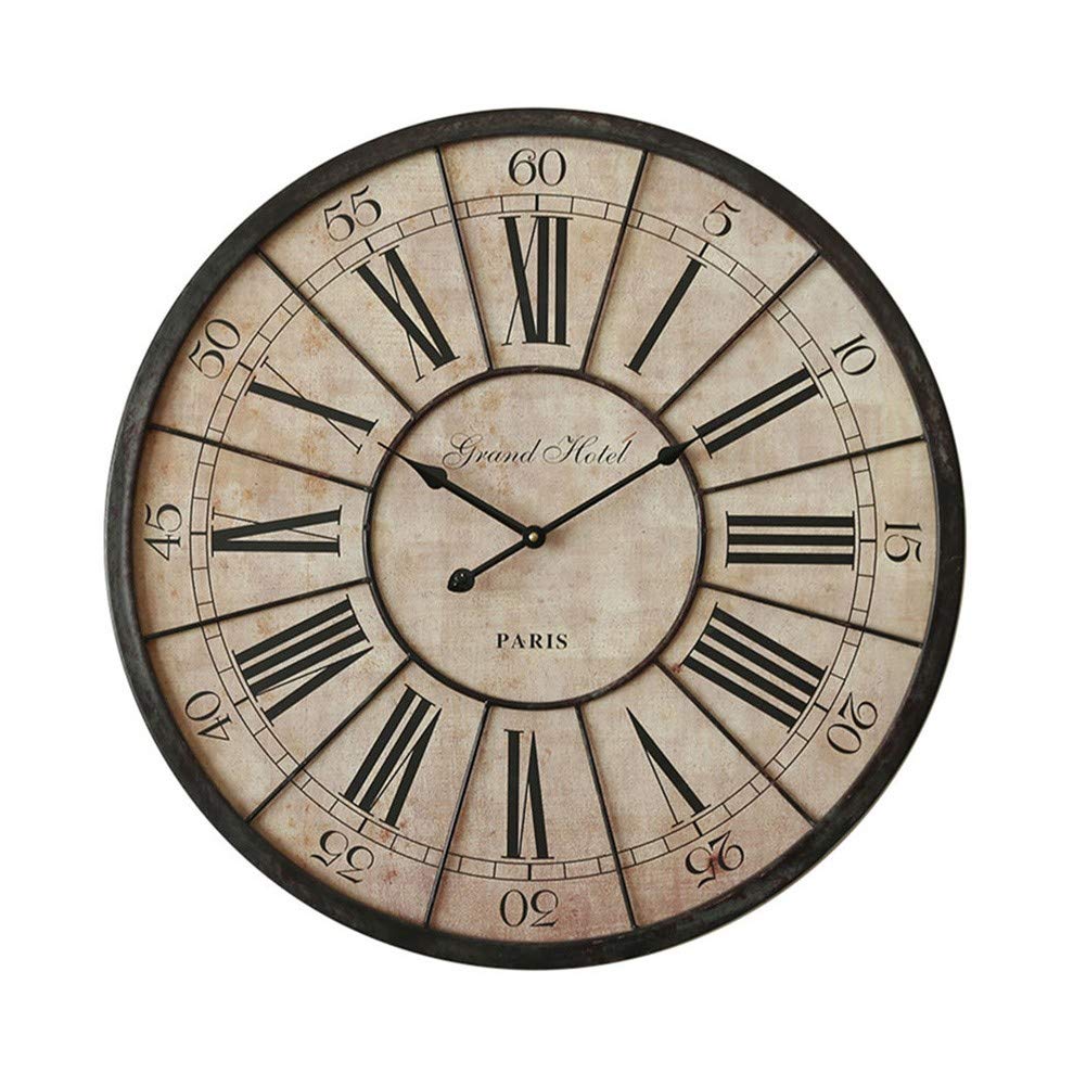Horloge murale salon vent industriel vintage en métal noir 50cm
