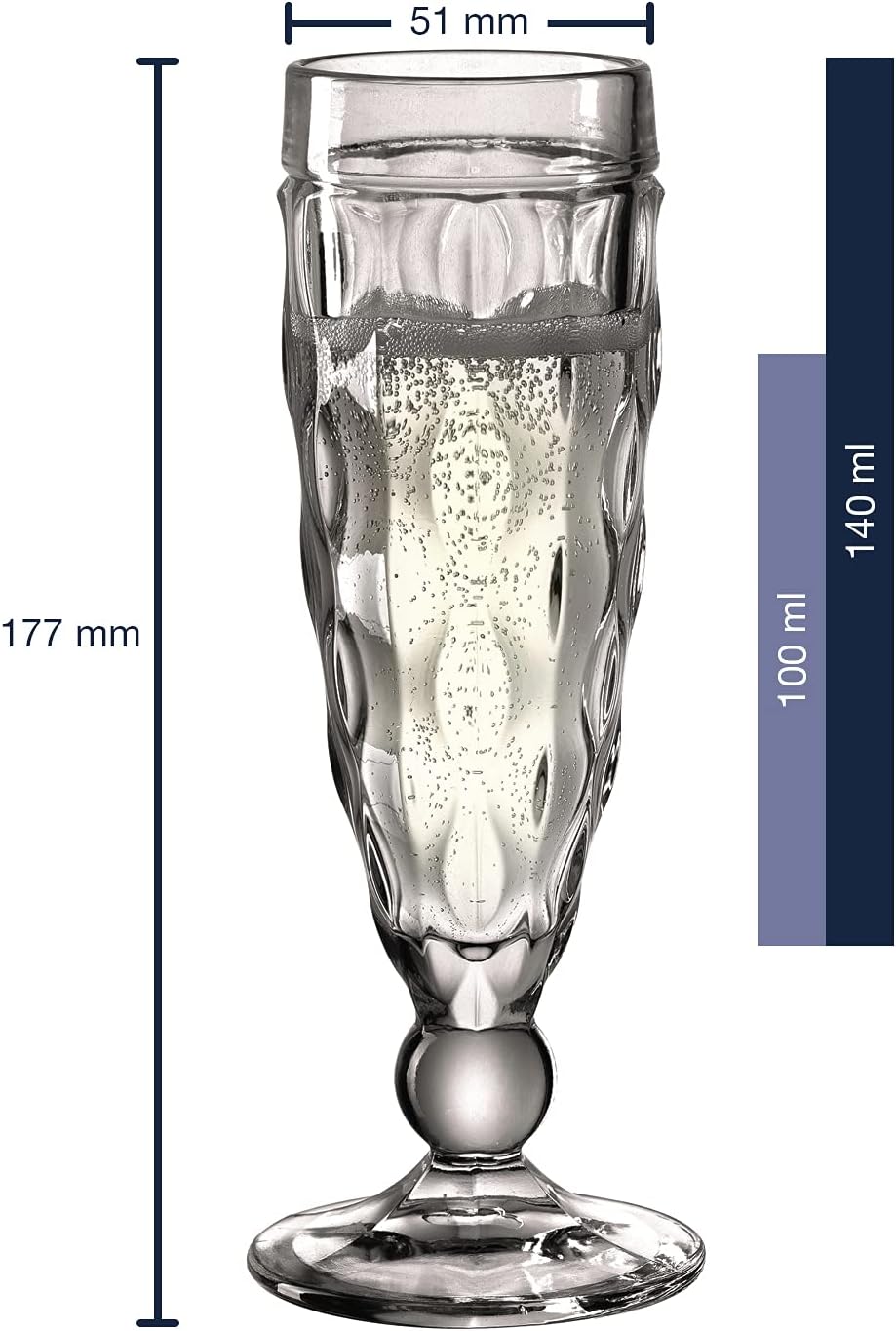 LEONARDO Brindisi Champagne Glass with dimensions