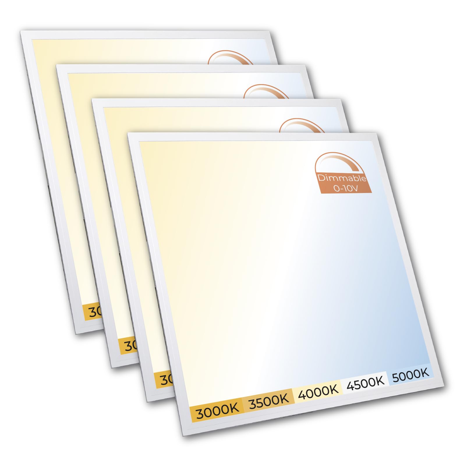 LED ATOMANT 4 Pack 2x2 LED Flat Recessed Panel Light 48W 5000LM, 5 CCT Selectable 3000K/3500K/4000K/4500K/5000K, Power Selectable 30W to 48W, Dimmable with 0-10V Dimmer