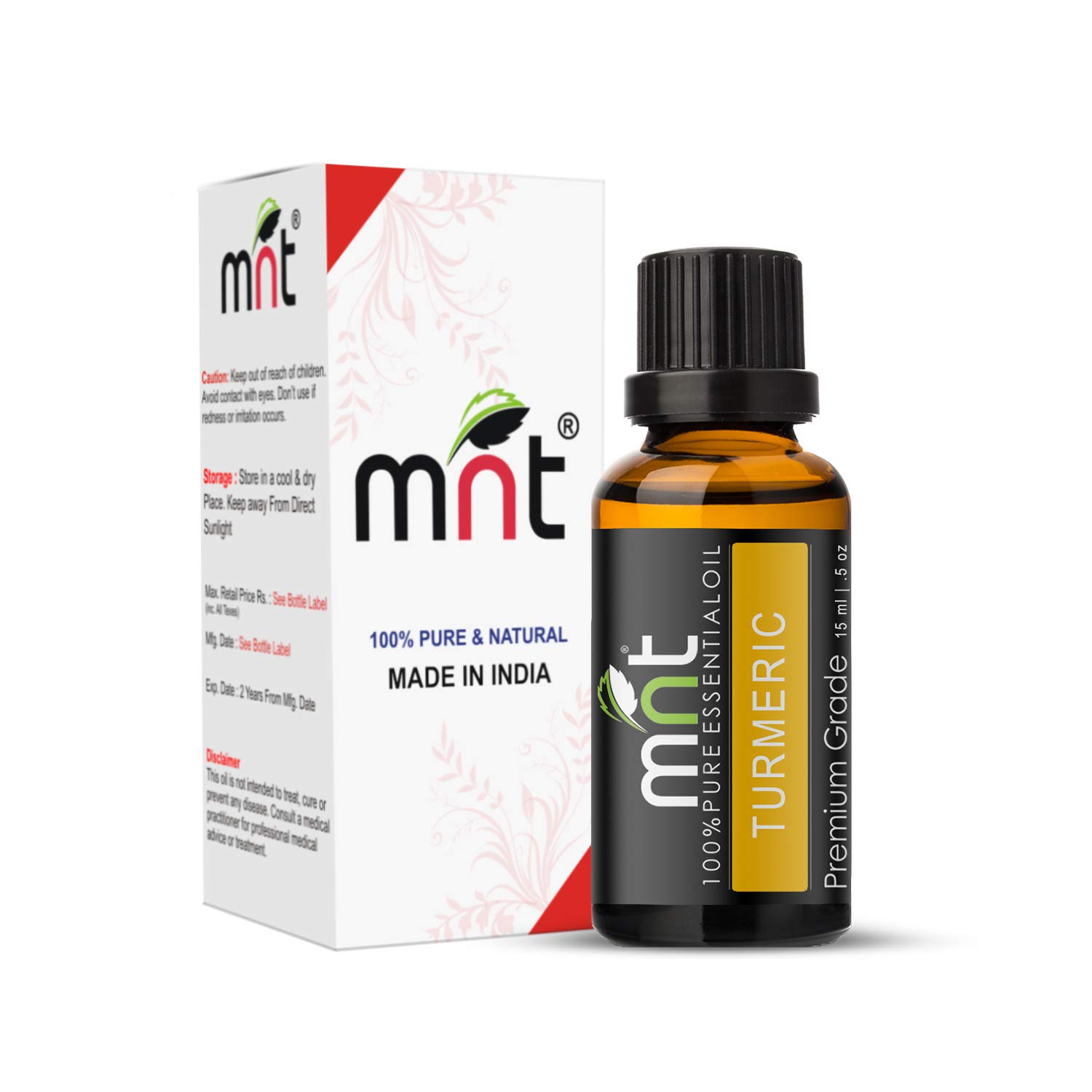 MNT Turmeric Essential Oil 100% Pure Natural & Therapeutic Grade For Aromatherapy, Skin, Acne & Hair Growth (15ML)