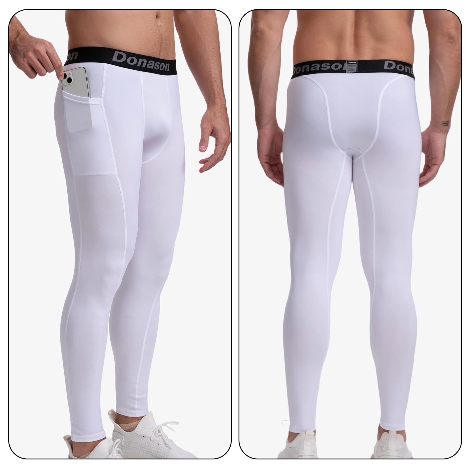 Pantalones de Compresión para Hombre Mallas con Bolsillos Deportivos de Secado Rápido Ajustados Elásticos Pantalones Hombre Malla Deportivos para Gimnasio Entrenamiento Baloncesto Yoga