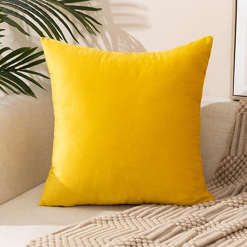 Miniatura 4 de Juego de 2 fundas de almohada de terciopelo con rellenos incluidos, 18 x 18 pulgadas, fundas decorativas suaves y sólidas para sofá, dormitorio,