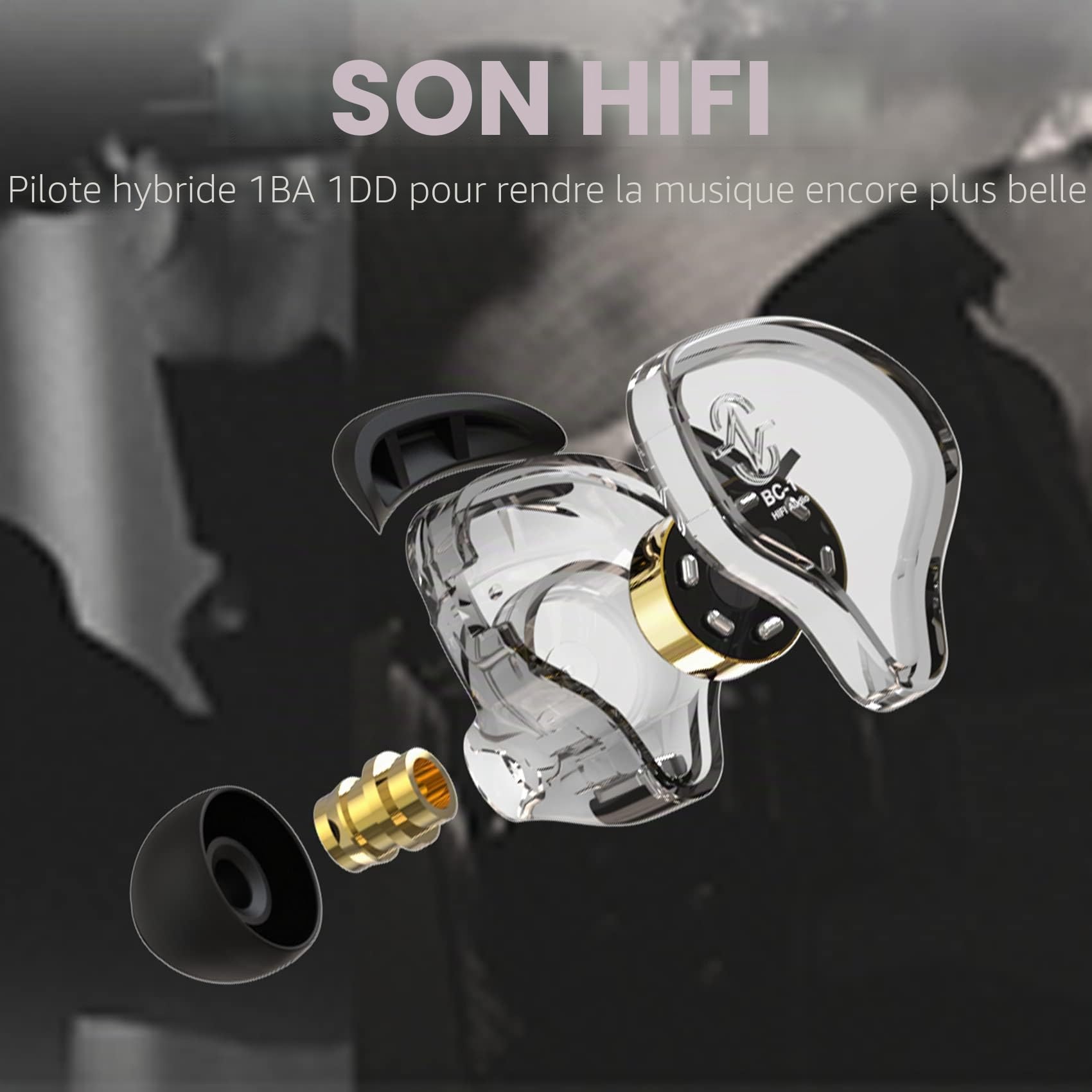 Yinyoo CCZ Melody in Ear Monitors Hybrid 1BA 1DD Écouteurs HiFi, Écouteurs Intra-Auriculaires IFilaire IEM avec câble 4N OFC pour Téléphone Portable (Vert, sans Micro Type-C)