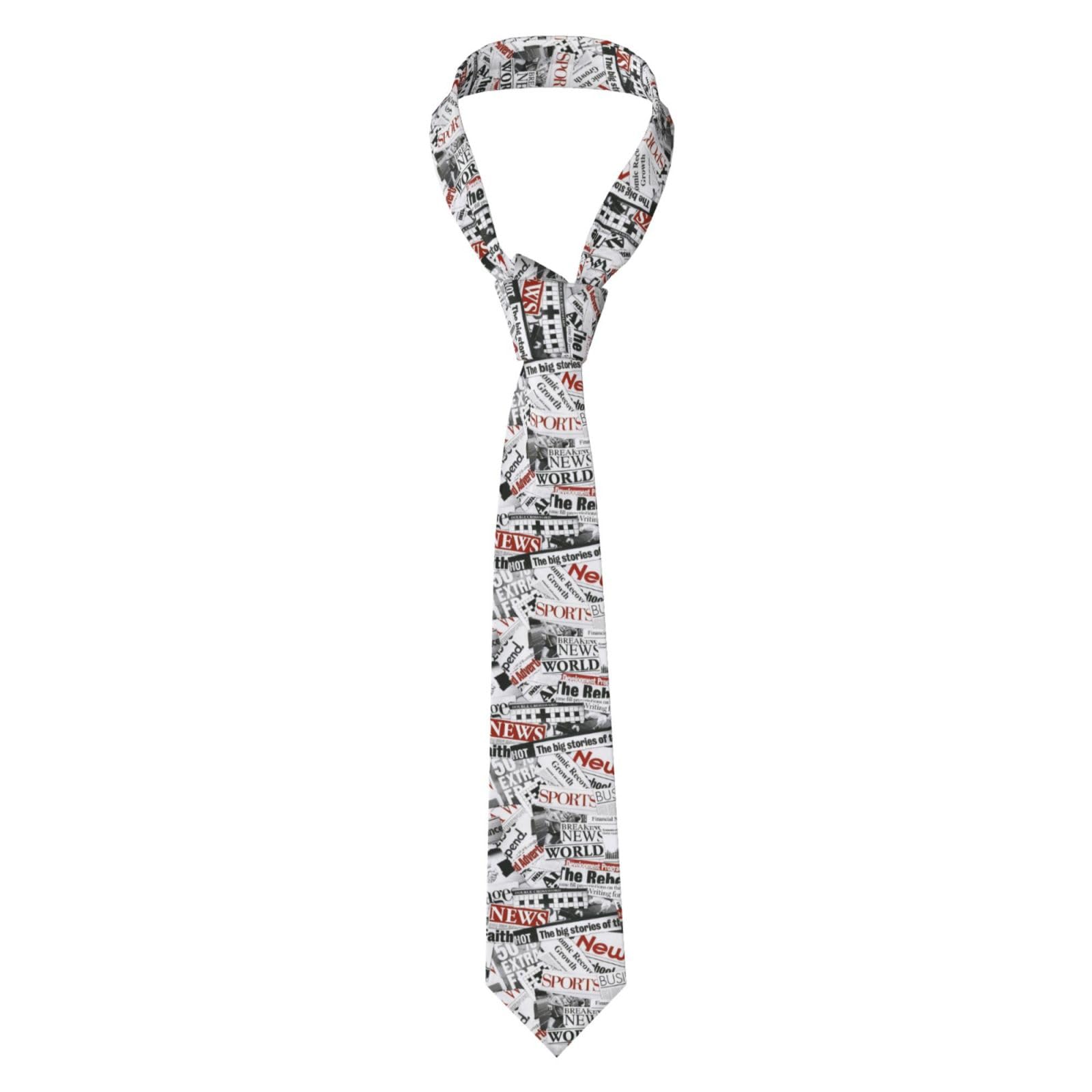 Smazdfxx Men's As Pic Neckties Old Newspaper Ties Formal Party Business Wedding Office Casual Neckties Pattern-89